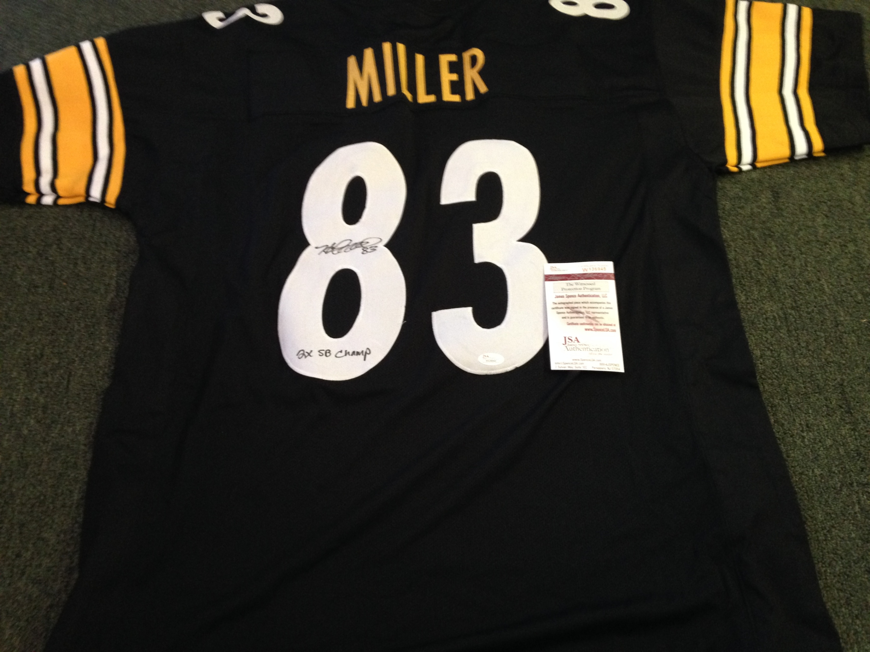 Heath Miller Steelers Autographed Jersey
